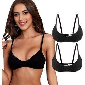 Women's Cotton Bralette Wireless Padded Bra V Neck Triangle Bralettes for Women
