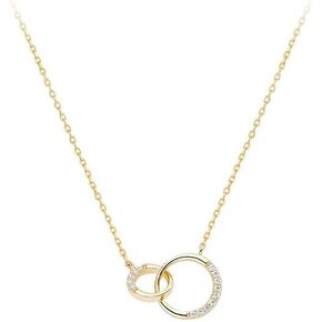 14K Gold Intertwined Circle Necklace, Double Moissanite Pendant, Beautiful Gift for Celebrations and Special Occasions