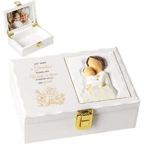 New Great Grandma Gifts, Great Grandma Baby Announcement Pregnancy Picture Frames Wooden Keepsake Box, Great Grandma Gifts Just When Grandmas Think Their Work Is Done Someone Calls Them Great