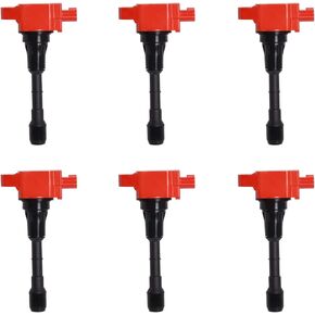 ENA Set of 6 Red Ignition Coil Pack 3.7 5.0 5.6 Compatible with Infiniti Nissan EX37 FX50 G37 M37 M56 Q40 Q50 Q60 Q70 QX50 QX70 370Z V6 3.7L 5.0L 5.6L Coils Replacement for UF617 GN10430 22448EY00