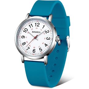 BOSHIYA Nurse Watch, Nursing Watch for Nurse, Medical Professionals and Students, Medical Watch with Second Hand for Nurses Easy to Read Waterproof 12/24 Hour Display, Silicone Band