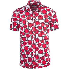 Men's Short Sleeve Mushroom Printed Aloha Hawaiian Shirts