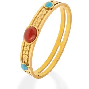 Chunky Gold Crystal Gemstone Bangle Bracelets for Woman, Trendy Statement Jewelry Gifts