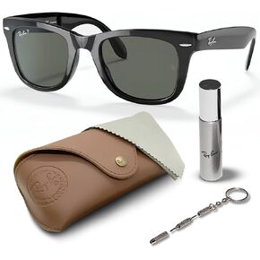 Ray-Ban RB4105 Wayfarer Folding Classic Square Shape Sunglasses for Men & Women With Eyewear Kit Bundle - Classic Sun Glasses