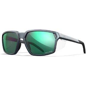 Wiley X WX Sierra Sunglasses Safety Glasses for Men Shatterproof UV Eye Protection for Combat and Shooting Captivate Polarized Green Mirror Lenses Matte Graphite Frames