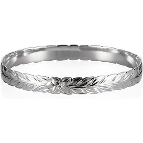 Sterling Silver Maile Leaf Scroll Bangle Size 8.5