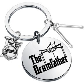 CENWA The Drumfather Funny Drummer Keychain Drummer Gift Band Gift For Drummer Musician Gifts