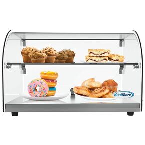 KoolMore DC-53C-B 40 in. Glass Countertop Dry Bakery Display Case with Two Shelves and Bamboo Trays, Stainless-Steel