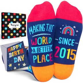 HAPPYPOP 7th Birthday Gifts Ideas Socks - Gifts for Kids Age 7, 2017 Birthday Gift Ideas for Boys Girls, Presents for 7 Year Olds
