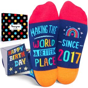 HAPPYPOP 7th Birthday Gifts Ideas Socks - Gifts for Kids Age 7, 2017 Birthday Gift Ideas for Boys Girls, Presents for 7 Year Olds