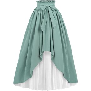 NSPSTT Victorian Skirt for Women Flowy Maxi Skirts High Waisted Ren Faire Skirt Renaissance Costume