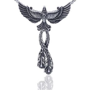 Xusamss Punk Titanium Steel Animal Phoenix Pendant Necklace,24inches Chain
