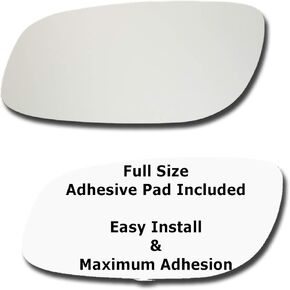 Mirror Glass + Full Size Adhesive Pad for 2009-2014 Ford Taurus Driver Side Replacement (2009 2010 2011 2012 2013 2014 09 10 11 12 13 14)