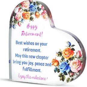 Retirement Gifts, Heart Shaped Acrylic Plaque, Retirement Gift for Woman, Retirement Gifts for Men, Ideal Gifts for Coworkers, retirement party decorations, 5.5" x 5.5"