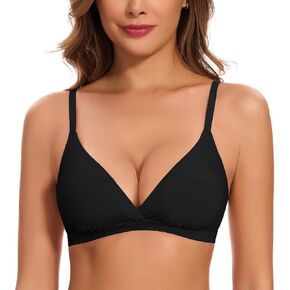 WOWENY Triangle Bralettes for Women Crossover Lightly Lined Wireless Tshirt Bras No Underwire Seamless Bra
