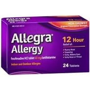 Allegra Adult 12HR Non-Drowsy Antihistamine, 12 Tablets, Fast-acting Allergy Symptom Relief, 60 mg