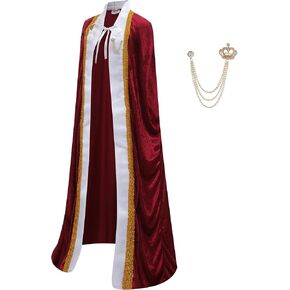 King Costume for Men and Women,Queen Costume,Adult King Cape Robe,Lord Farquaad Costume