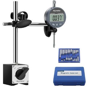 Digital Dial Indicator with Magnetic Base with Storage Case,0-1 Inch/25.4 mm 0.01 mm (0.0005") Inch/Metric Conversion for 3D Printer Lathe Workshop Woodworking with 22pcs Testing Tips