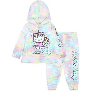 Hello Kitty Sanrio Girls Zip Up Hoodie and Pants Set for Infant, Toddlers, and Big Kids