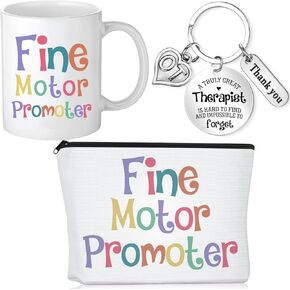 Inbagi 3 Pcs Occupational Therapist Gifts Fine Motor Promoter Makeup Bag Cosmetic Bag 11 oz Coffee Mug Keychain Gift for Ot Student Psychology Therapists Gifts for Women