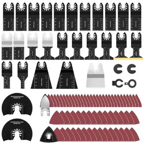 18 PCS Titanium Oscillating Tool Blades Metal Cutting, Universal Multitool Blades for Metal Nails Wood Plastic and Hard Material, Multi Tool Blades Kits Fit Dewalt Ryobi Bosch Milwaukee