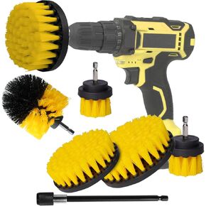 6 Pcs Drill Brush Attachments Set,Power Cleaning Scrub Brushes with Extend Long Attachment,Grout Cleaner for Tile Floors,Car Detailing, Carpet, Tile Grout, Sinks