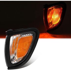 HECASA Pair Corner Light Compatible with 2001-2004 Toyota Tacoma Replacement for TO2520161 TO2521161 with Chrome Trim Turn Signal Corner Lamp Assembly Yellow Lens+Chrome Housing Plastic