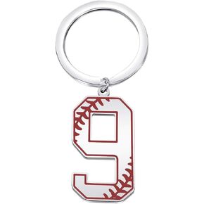 FAADBUK Baseball Initial Keychain Baseball Lucky Number Jewelry Baseball Jersey 0-9 Inspiration Pendant Keychain