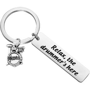HOLLP Rock Drum Keychain for Drummer Gifts Relax The Drummer Is Here Keychain Drummer Keychain Drum Player Gift