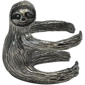 Treasure Gurus Sterling Silver Sloth Finger Ring Metal Fashion Accessory Cute Women's Jewelry Animal Gift