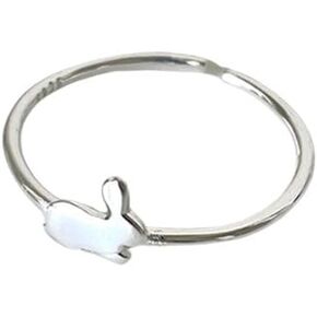 Cute Little Rabbit Stacking Thin Knuckle Finger Ring 925 Sterling Silver Easter Bunny Animal Adjustable Statement Open Bands Thumb Joint Midi Rings Dainty Birthday Christmas Jewelry Gifts for Women Girls Daughter