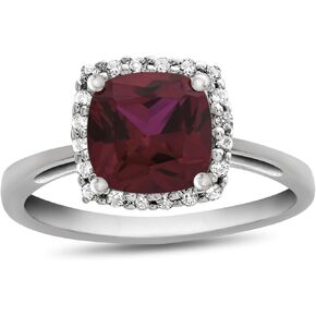 FJC Finejewelers Solid 10k White Gold 6mm Cushion-Cut Center Stone with White Topaz accent stones Halo Ring