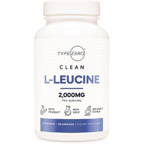 Type Zero L-Leucine Capsules (2000mg per Serving) 120 Capsules - 30 Servings