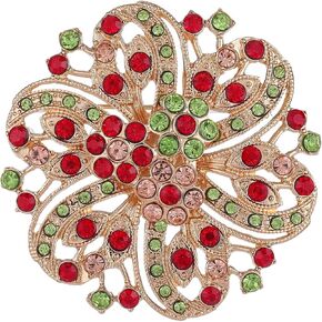 Women Gifts for Christmas, Christmas Flower Brooches for Women, Personalized Lapel Pin, Sparkling Rhinestone Brooch, FLB02C