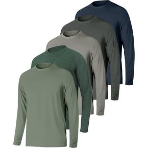 Men's Active Quick Dry Crew Neck T Shirts Long Sleeve UPF 50+ Sun Protection Athletic Running Fishing Gym Workout Tee Tops Water Shirts Multipack XL