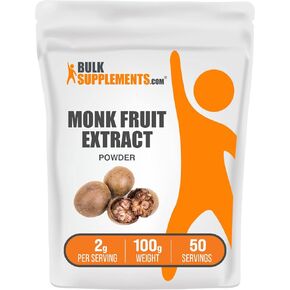 BulkSupplements.com Monk Fruit Extract Powder - Luo Han Guo - Pure Monk Fruit - Monk Fruit Powder - Monk Fruit Without Erythritol - 2g or Monk Fruit Extract per Serving (250 Grams - 8.8 oz)