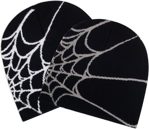 Y2k Beanie Hat Unisex Winter Warm Beanie for Women Mens Knitted Skull Spider Letter Slouchy Warm Hat in Kuwait