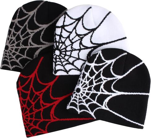 Y2k Beanie Hat Unisex Winter Warm Beanie for Women Mens Knitted Skull Spider Letter Slouchy Warm Hat in Kuwait