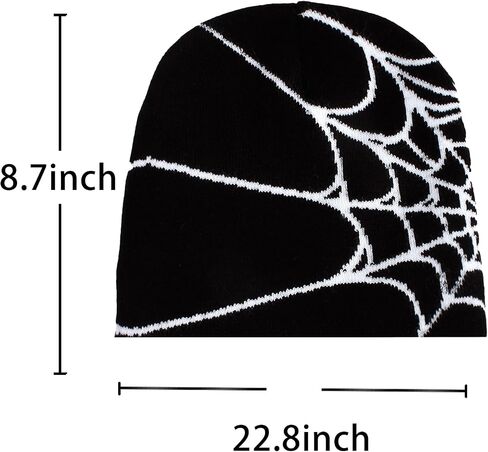 Y2k Beanie Hat Unisex Winter Warm Beanie for Women Mens Knitted Skull Spider Letter Slouchy Warm Hat in Kuwait