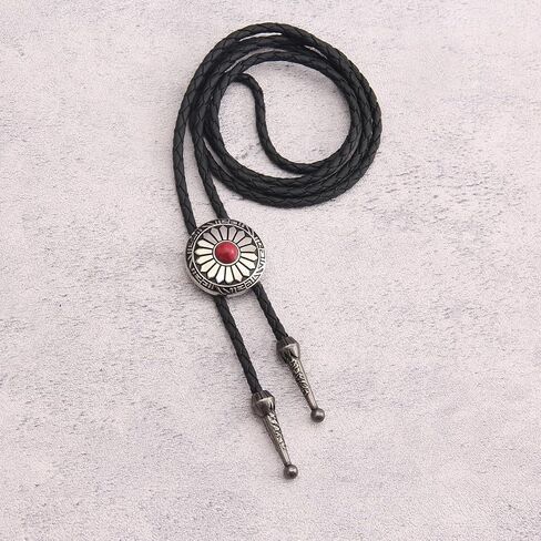 Bolo Tie Rodeo Cowboy Leather Necktie Western Necklace for Men,Women Leather Necklace with Turquoise Stone in Kuwait