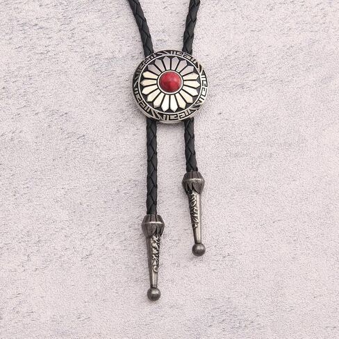 Bolo Tie Rodeo Cowboy Leather Necktie Western Necklace for Men,Women Leather Necklace with Turquoise Stone in Kuwait