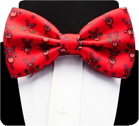 Branduce Men's Christmas Bow ties Festival Theme Printed Bowties Pre-Tied Neckwear Snow Tree Pattern in Kuwait