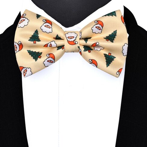 Branduce Men's Christmas Bow ties Festival Theme Printed Bowties Pre-Tied Neckwear Snow Tree Pattern in Kuwait