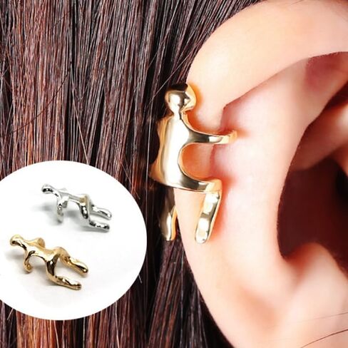 coadipress Climbing Man Non Pierced Ear Clip Earrings for Women Men Funny Unisex Climber Person Human Shaped Earring Punk Unique Man Ear Cuff Earrings Jewelry in Saudi Arabia