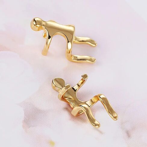 coadipress Climbing Man Non Pierced Ear Clip Earrings for Women Men Funny Unisex Climber Person Human Shaped Earring Punk Unique Man Ear Cuff Earrings Jewelry in Saudi Arabia