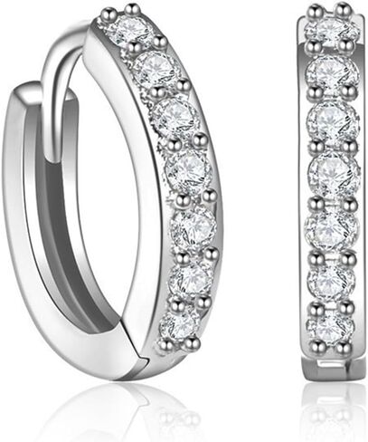 MALOYANVE Titanium Huggie Earrings Delicate Lightweight Statement Cubic Zirconia Hoop Earrings Wedding Mothers Day Jewelry Gifts for Men Women in Kuwait