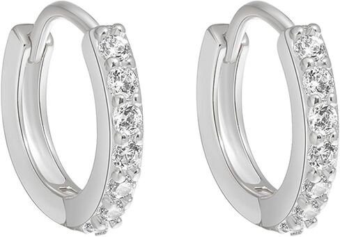 MALOYANVE Titanium Huggie Earrings Delicate Lightweight Statement Cubic Zirconia Hoop Earrings Wedding Mothers Day Jewelry Gifts for Men Women in Kuwait