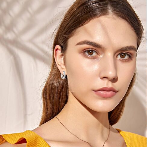 MALOYANVE Titanium Huggie Earrings Delicate Lightweight Statement Cubic Zirconia Hoop Earrings Wedding Mothers Day Jewelry Gifts for Men Women in Kuwait