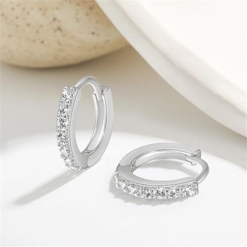 MALOYANVE Titanium Huggie Earrings Delicate Lightweight Statement Cubic Zirconia Hoop Earrings Wedding Mothers Day Jewelry Gifts for Men Women in Kuwait