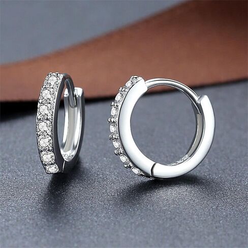 MALOYANVE Titanium Huggie Earrings Delicate Lightweight Statement Cubic Zirconia Hoop Earrings Wedding Mothers Day Jewelry Gifts for Men Women in Kuwait